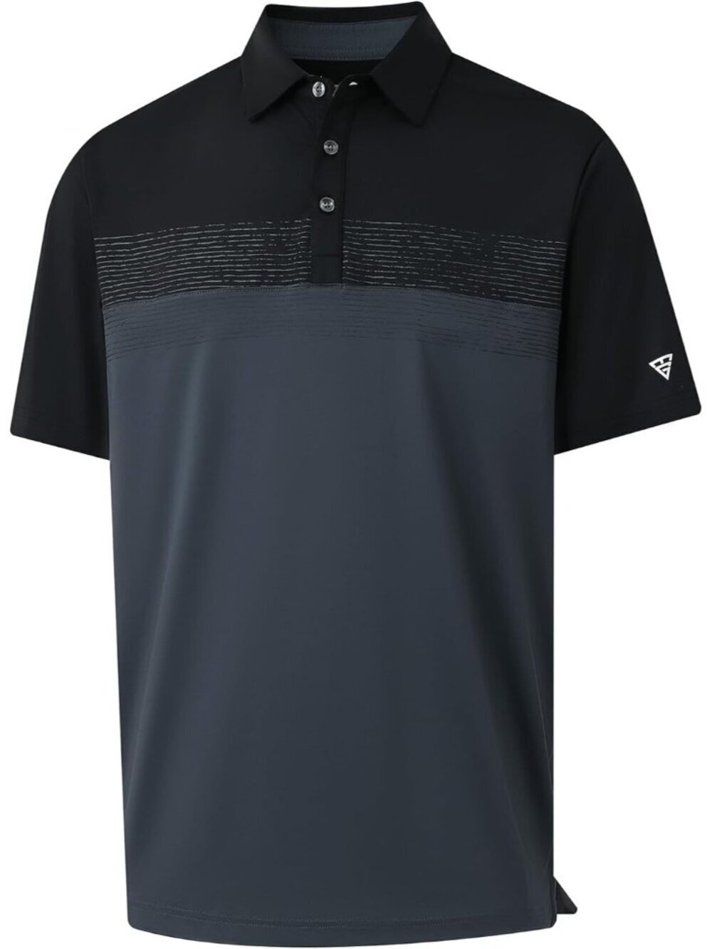 MenA- Black/Dark GreyDry Fit Polo Shirt Color Block Chest Print Moisture Wick